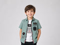 Boys Premium Cotton Stretch Casual Shirt with Graphic - Clothick