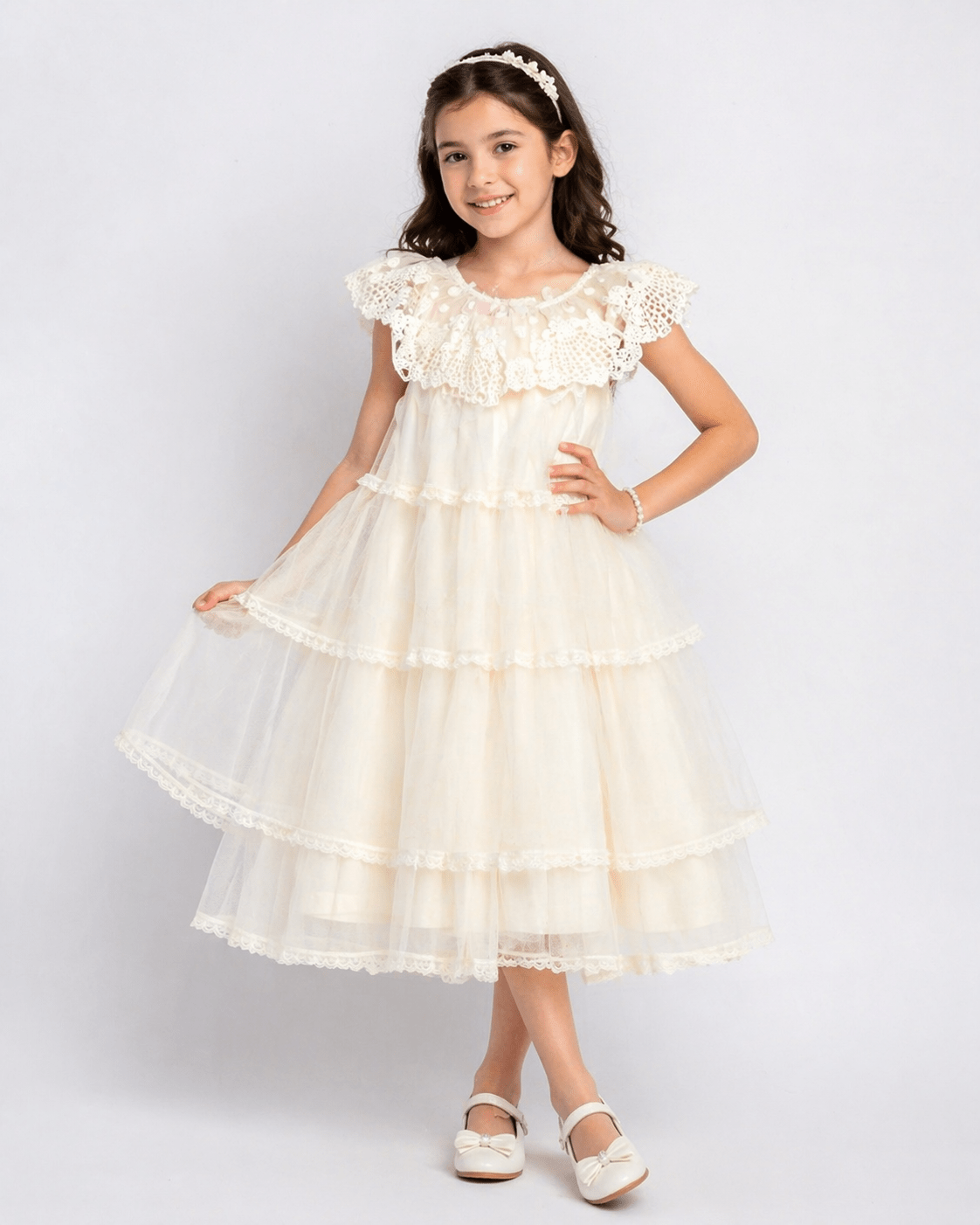 Girls Elegant Lace Party Dress - Clothick