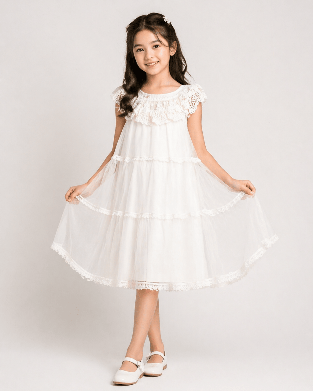 Girls Elegant Lace Party Dress - Clothick