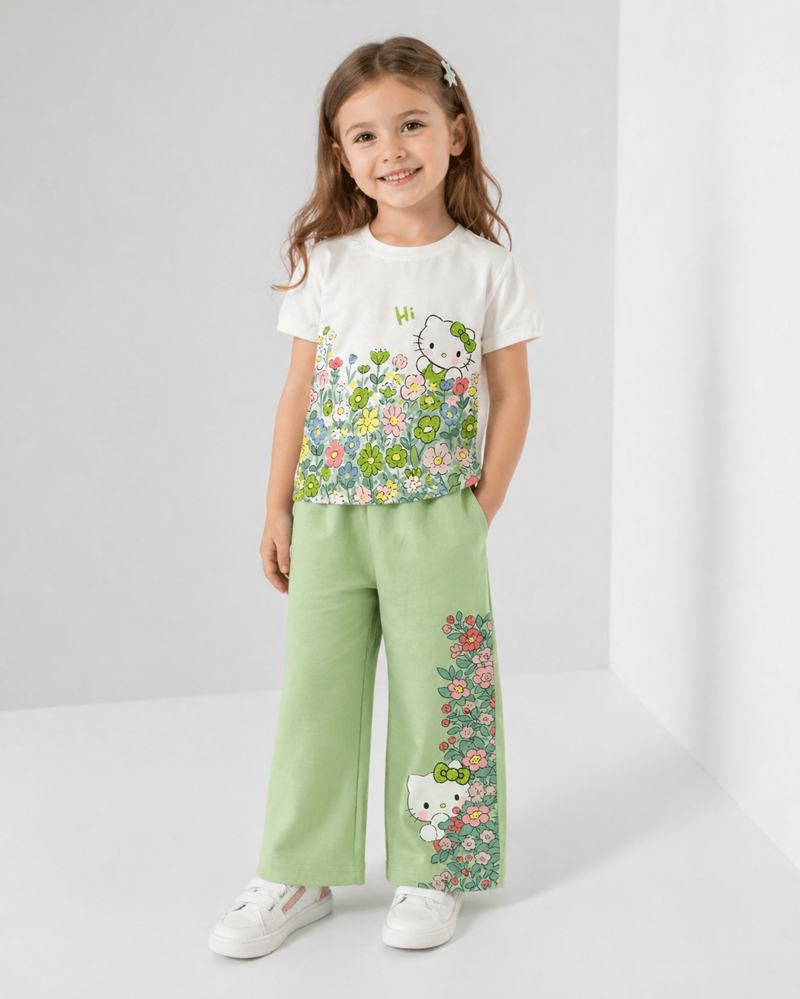 Girls Floral Cartoon Summer Co - ord Set - Clothick