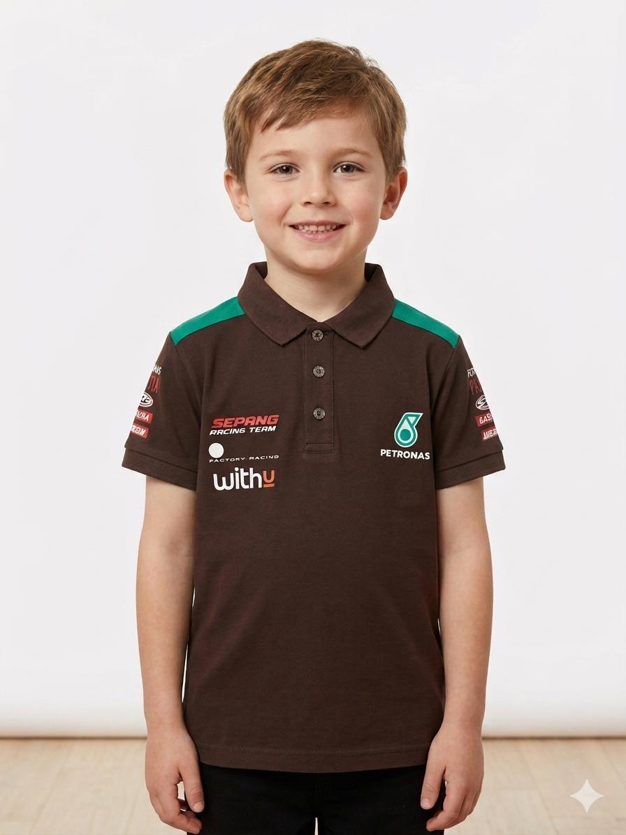 Kids Premium Polo T-Shirt with Racing Team Print - Clothick