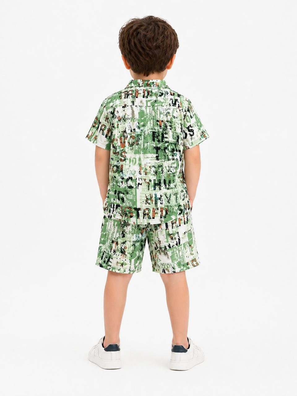 Kids Printed Shirt & Shorts Co - Ord Set - Clothick