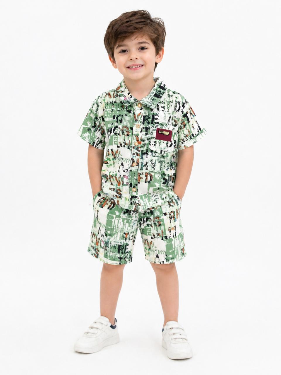 Kids Printed Shirt & Shorts Co - Ord Set - Clothick
